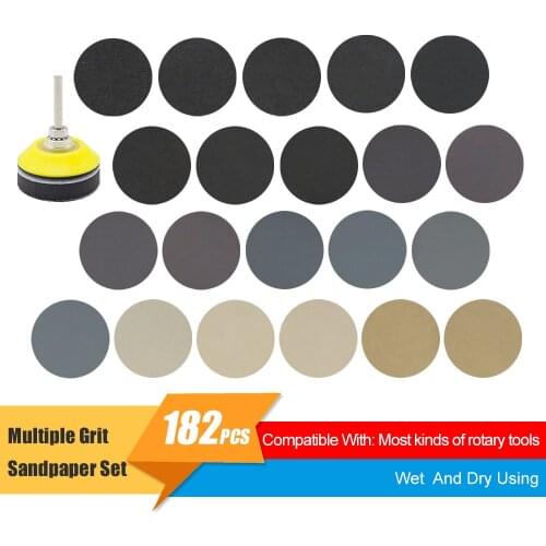 182 PCS Set 2 Inch Sandpaper Sanding Disc Wet Dry Sander Sheets with Sanding Pad Interface Pad Grinding Abrasive Sanding Set