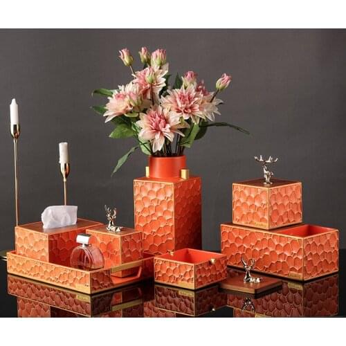 Nordic tray rectangular living room water cup plate light luxury creative swing plate decor fruit plate storage jar tray cl31104