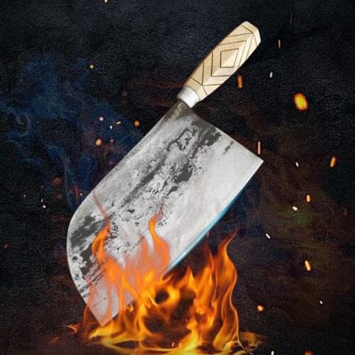 Meat Chopping Knife Handmade Forged Cleaver Kitchen Knife High Carbon Clad Steel Chinese Chef Knife Vegetables Butcher Knife