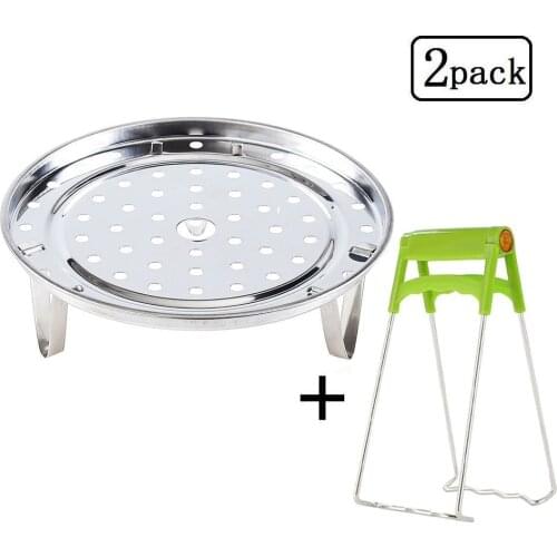 Stainless Steel Steam basket Rack with Foldable Dish Plate Gripper for Instant Pot Accessories Pressure Cooker Food Steamer