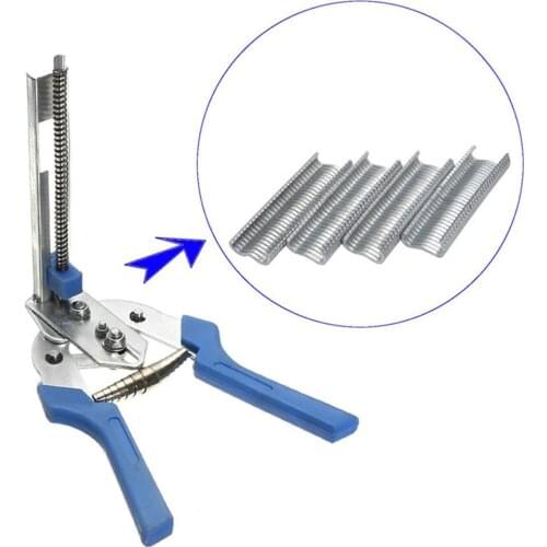Hog Ring Plier Tool and 600pcs M Clips Staples Chicken Mesh Cage Wire Fencing Caged clamp Poultry supplies Mesh Clip shading