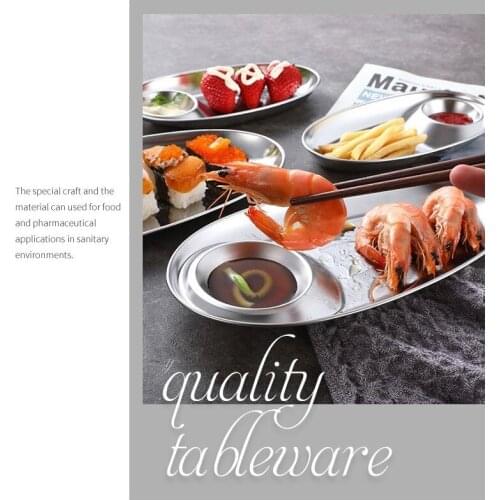 Stainless Steel Snack Plate Divided Grid Plates With Sauce Western Fries Fried Chicken Dinner Snack Tray Tableware Droppshipping