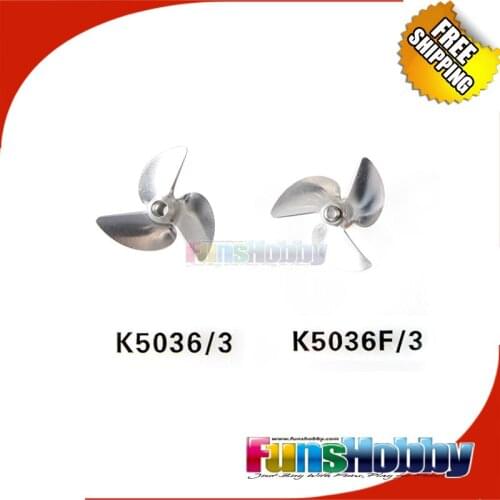 Tenshock 7075-T6 CNC Prop 3 Blade Al Drive Dog Right 4mm Propeller&Reverse Propeller 2 PCS For RC Boat