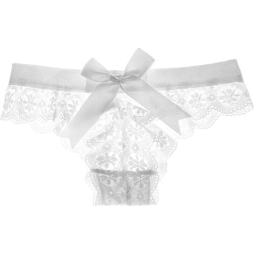 Amazing Ladies Sexy Lingerie String Lace Transparent Unlined Cloth Bow Briefs Briefs Thong Japan Style Cute Knickers