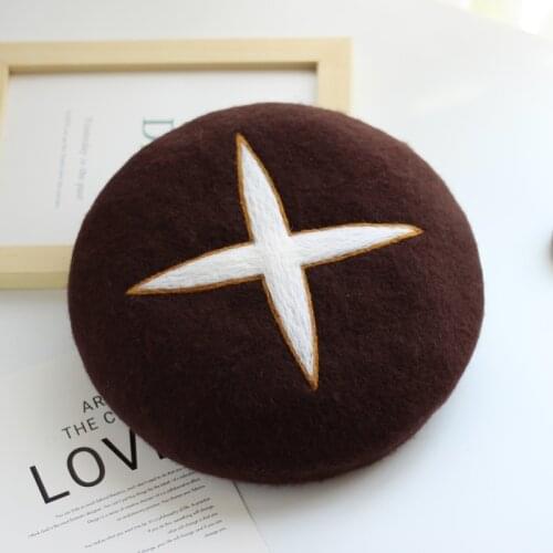 Women woolen beret femal hat autumn handmade mushroom painter cap winter warmth thick peas pumpkin hat outdoor newsboy cap