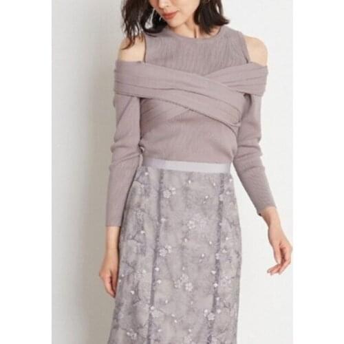 Elegant Off Shoulder Long Sleeve Knit Pullovers O-neck Solid All-match Slim Swetaer Women Japan Style Chic Ol Autumn Pull Femme