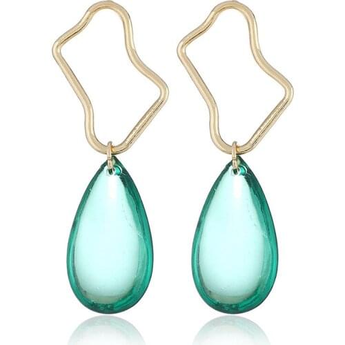 Gold Color Statement Earrings 2018 Punk Geometric Earrings for Women Big Dangle Earrings Water Drop Modern Ear Jewellery