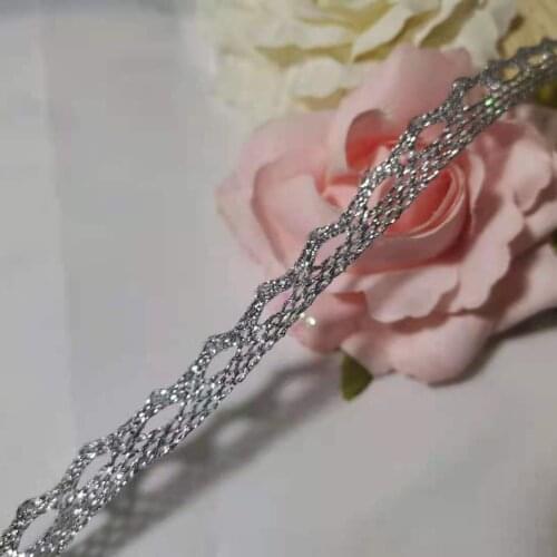 1Yards Latest High Quality Lace Fabric 1.2CM Ribbons Silver Gold Lace Ribbon Guipure Sewing Trim Laces Curtain Decoration LA10
