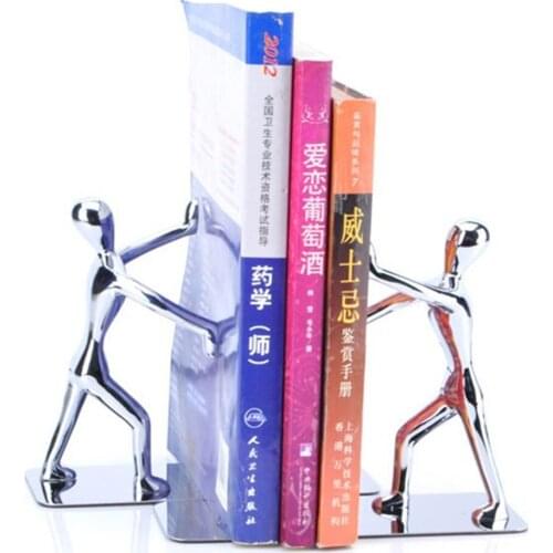 2pcs/lot Fashion Human Shape Bookshelf Bookends Stainless Steel Zinc Alloy School Stationery