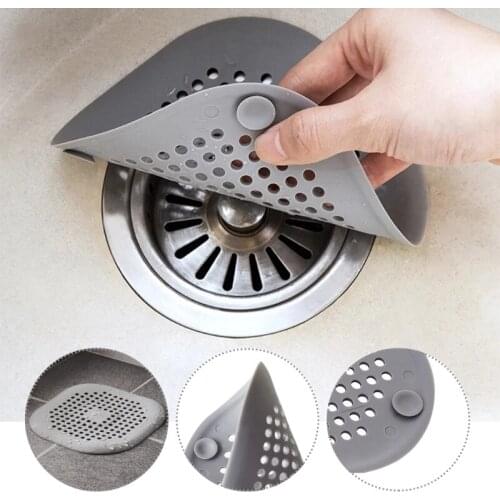 2Pcs Shower Hair Catcher Stopper Strainer with Suction Cup Square Silicone Drain Cover Trap Household Drain Protector for