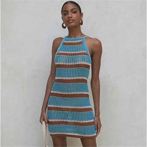 2021 Knitted Beach Dress Women Bikini Cover Up Female Sexy Sleeveless Holiday Skirt Summer Beach Cover Up Swimsuit Blouse Ladies