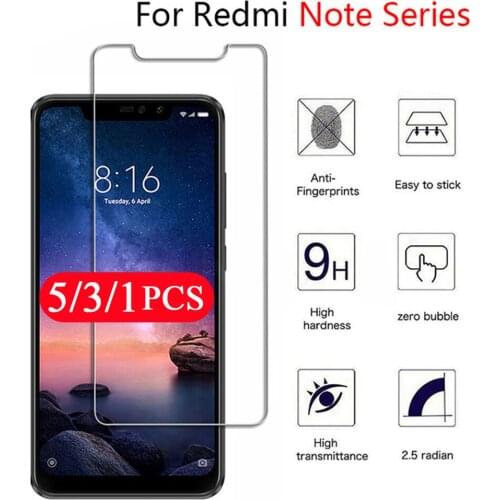5/3/1Pcs 9H screen protector for xiaomi redmi note 6 6A 7 7A 8 pro 8A 8T tempered glass protective phone film glass smartphone