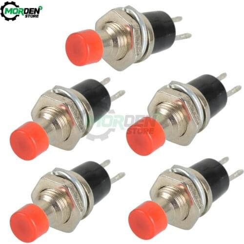 5Pcs PBS-110 2 PIN 7MM Momentary Push Button Switch Mini Lockless Momentary AC 220V On Off Micro Switch RC Toy Round Switch