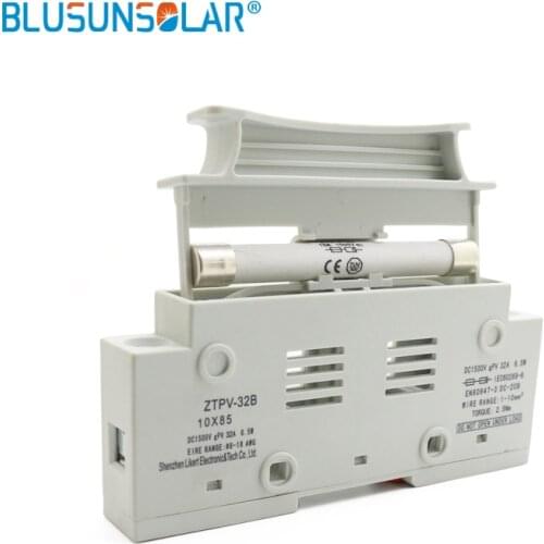 50 pieces Solar Fuse Holder 1500V DC Wire Fusible 10X85 gPV for Solar PV System Protection Use to Din Rail