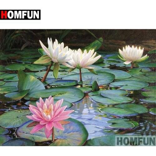 HOMFUN Full Square/Round Drill 5D DIY Diamond Painting "Lotus Pond" 3D Embroidery Cross Stitch 5D Home Decor A13026