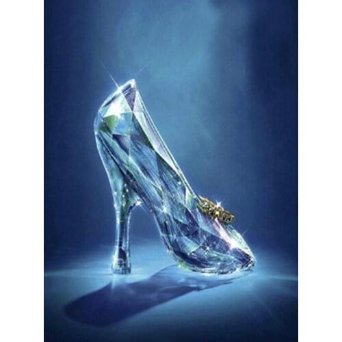 Princess Crystal Shoes Embroidery 5D Diy Diamond Painting Full Square Round Rhinestones Cross Stitch New Year Gift Decor DF211