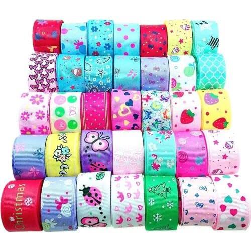 HL Handicraft Multi Mixed Printed Satin Grosgrain Ribbons DIY Sewing Accessory Gift Wrap Ribbon for Christmas Wedding Decor