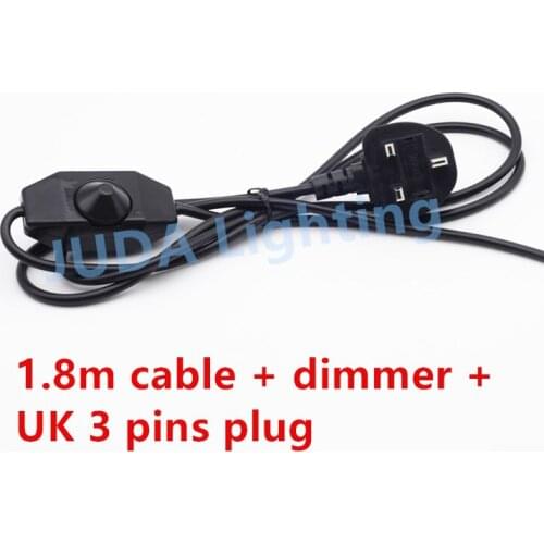 British Standard UK cable wire with dimmer Switch 3 pins plug cable cord set For table lamps floor lamps Lighting accessories