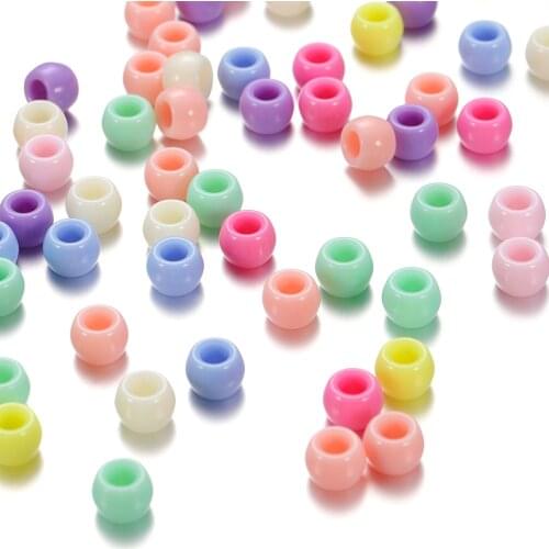 100pcs/Lot 8.3mm Candy Color Large Hole Acrylic Beads Spacer Loose Beads For DIY Jewelry Making Findings Accessories Supplies