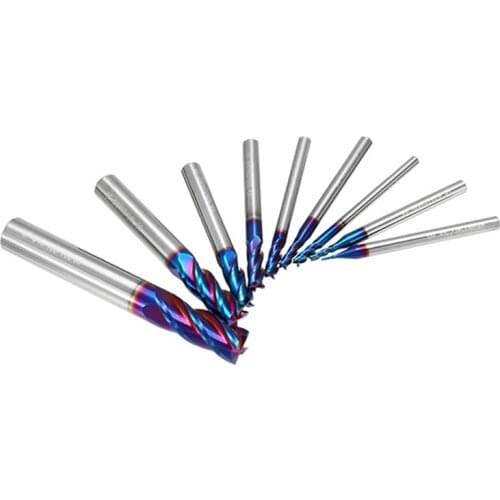 D4*10*D4*50*4T Solid carbide 4 flutes flattened end mills with straight Slim shank milling cutter HRC60 nACo-Blue Coated