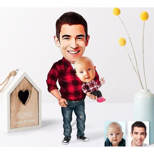 Fathers Day Custom Father Son Cartoon Wooden Trinket-2 Reliable Modern Simple Gift Special Design Good Quality Surprise Dear