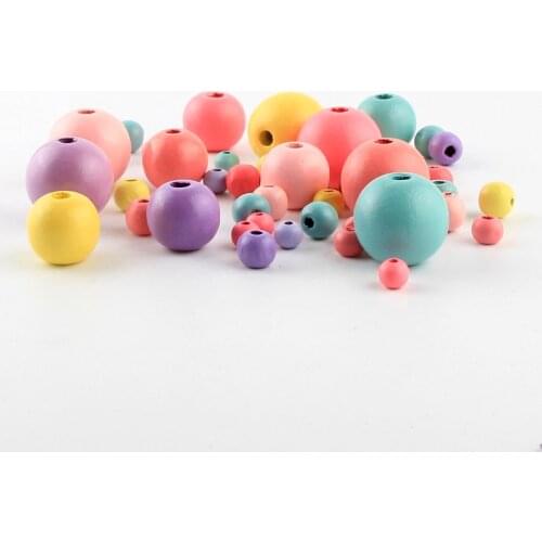 Pick 6/8/10/20/25mm Wood Spacer Beading Beads Rainbow Color Wooden Beads Jewelry Making for Baby Smooth Teething