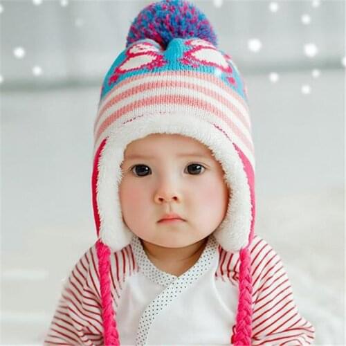 Toddler Winter Hat Boy Girl Warm Knitted Crochet Earflap Bunny Hat Cap Wool Cute Penguin Baby Beanie Newborn Photography Outfit