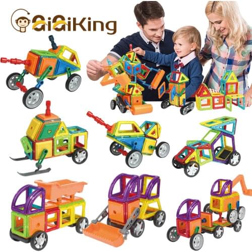 DIY Engineering Vehicle Truck toy Magnetic Building Blocks Toys Educational Kit ABS Magnet Designer Kids for Children Gift