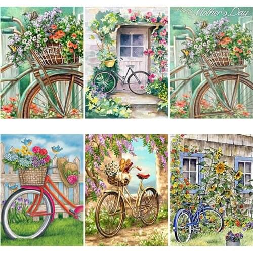 DIY Bicycle 5D Diamond Painting Full Round/Square Rhinestone Mosaic Diamante Embroidery Cross Stitch Wall Art Home Best Gift
