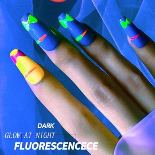 Fluorescent Color Luminous Nail Stickers 3D Graffiti Star Bow Rose Color Block Geometric Self-adhesive Nail Decoration