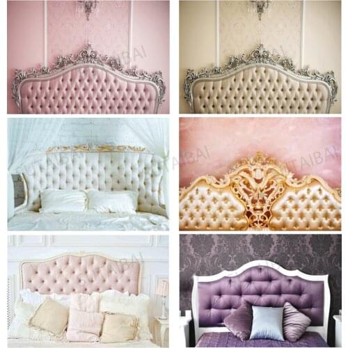 Photography Background Boudoir Pink Tufted Headboard Bedroom Backdrop Bed Headboards Box Pillows Portrait Photo Studio Shoot