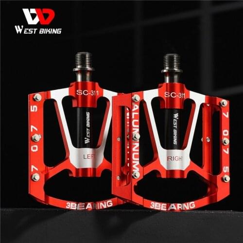 WEST BIKING Mountain Bike Aluminum Alloy+CNC Tripelin Pedal Lightweight Road Bike Bearing Pedal Pedal Riding Wear-resistant 2021