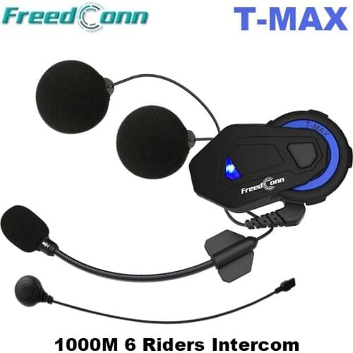 FreedConn T-MAX Bluetooth Motorcycle Helmet Headset Intercom 1000M Motorbike Interphone FM Radio 6 Riders Communication