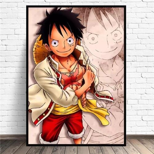 HD Printed Monkey D Luffy Poster Wall Art One Piece Anime Japan Canvas Painting Modular Home Decoration Pictures For Living Room