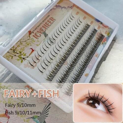 ICYCHEER Individual lashes Mix Fairy A Shape Fish False Eyelashes Extension Pre Fan Russian Volume Soft Natural Cilia Whosale