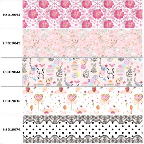 25mm 38mm New Arrival Rosa Heart Rabbit Flower Printed Grosgrain Ribbon Party Decoration 10 Yards DIY Bow Bag Material Handmade
