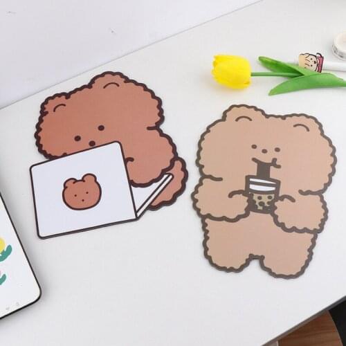 Lovely Animal Bear Mouse Pad Office Decoration Cup Mat Kawaii Desk Mat Waterproof Antislip Girls Boys Cute Stationary Pads