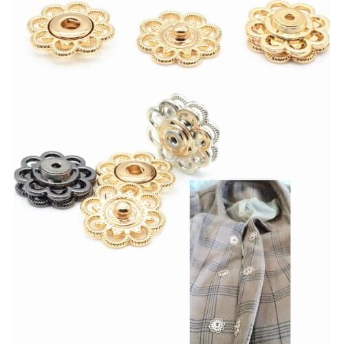 10 Pcs 21mm Metal Floral Press Buttons Sewingl Buttons Gold / Silver/gun black DIY Garment/Sweaters/Bags Buttons
