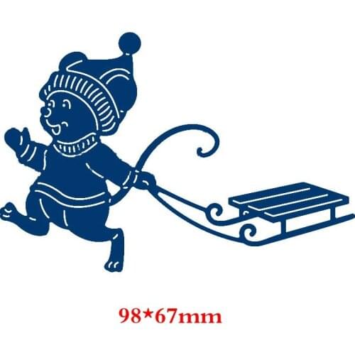 Sledding Mouse Metal Cutting Dies Silver Stencil For Scrapbooking Album Paper Cards Crafts New Decorative Embossing