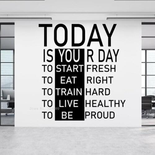 Today Start Life Hard Work Wall Sticker Vinyl Teamwork Word Decals Motivational Office Murals Removable YT6034