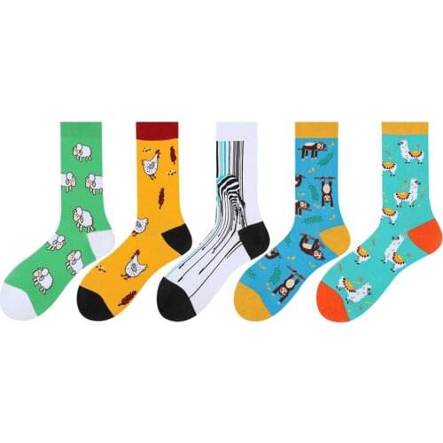 2 Pairs/lot=4 pieces funny Cotton Socks Women Personality Animal Alpaca Long Socks Women Cotton Flower Socks