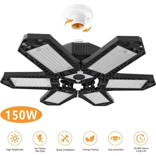 New 1PC E26 Led Lamp Folding Light Led Bulb 150W Fan Blade Bulb Spotlight Garage Light Indoor For Home Cold White Dropshipping