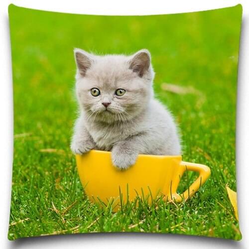 New Arrival Animal Lovely Cat Cushion Home Throw Pillows Cases Polyester Cotton Cushions Cover