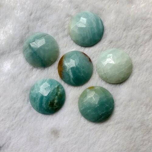Wholesale 1pcs 100% Natural Amazonite Bead Cabochon, 29mm Faceted Round Gem stone Bead Cabochon Ring Face