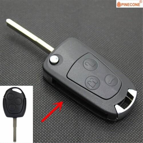 PINECONE for Ford Mondeo Focus 2 3 Festiva Fiesta Transit Car Key Case 3 Buttons Uncut Hu101 Blade Modified Remote Key Fob Shell