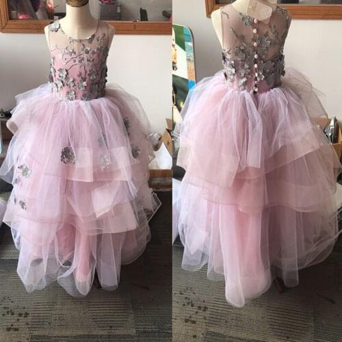 Girl Princess Dress Kids Ruffles Little Girl Party Wedding Dresses Formal Long Pageant Dresses Ball Gown Puffy Kids Prom Gowns