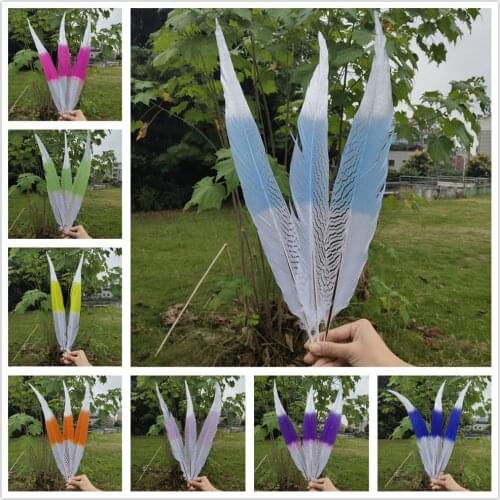 Multicolor 100pcs Wholesale Beautiful Silver Pheasant Feathers 75-80cm/30-32inches Stage Performances Decoration