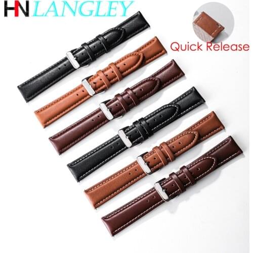 18mm 20mm 22mm Quick Release Pins Watch Band Geunine Leather Smart Watch Strap For Samsune Active Watch 3 for Huawei GT Watch