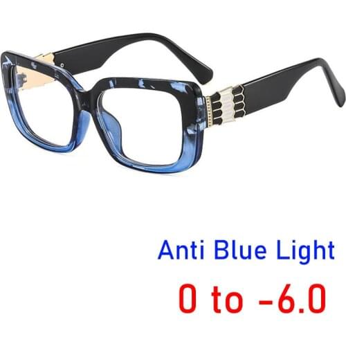 Luxury Brand Rectangular Myopia Glasses Adult -0.5 1.5 2.0 to 6.0 Trend Office Prescription Shortsighted Eyewear Anti Blue Light