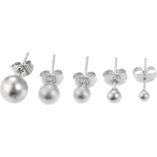 20Pcs Stainless Steel Ball Stud Earring Beads Base Earrings DIY For Jewelry Making Findings